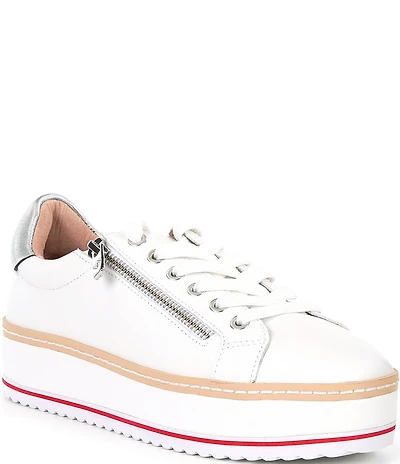 Donald Pliner Dew Leather Side Zip Platform Sneakers