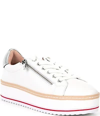 Donald Pliner Dew Leather Side Zip Platform Sneakers