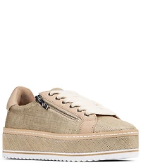 Donald Pliner Dew Shiny Raffia Side Zip Platform Sneakers