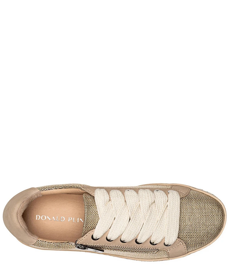 Donald Pliner Dew Shiny Raffia Side Zip Platform Sneakers