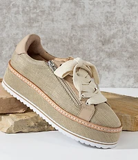 Donald Pliner Dew Shiny Raffia Side Zip Platform Sneakers