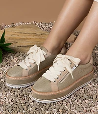 Donald Pliner Dew Shiny Raffia Side Zip Platform Sneakers
