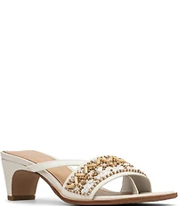 Donald Pliner Dhora Silk Asymmetrical Thong Beaded Slide Sandals