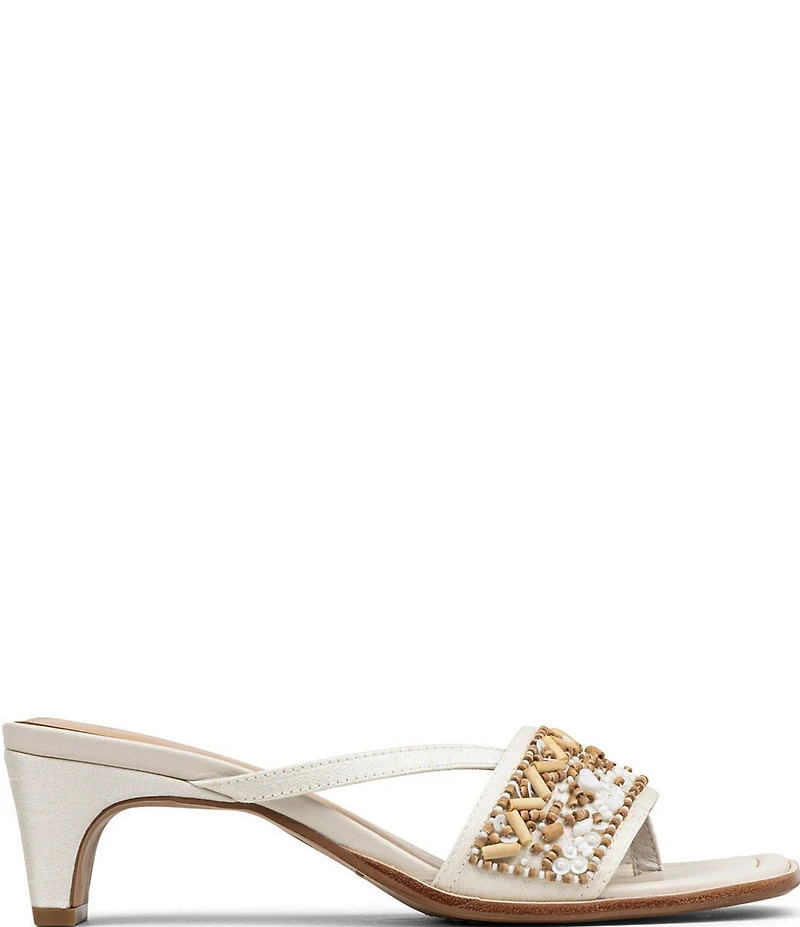 Donald Pliner Dhora Silk Asymmetrical Thong Beaded Slide Sandals