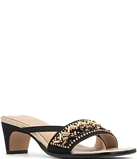 Donald Pliner Dhora Silk Asymmetrical Thong Beaded Slide Sandals