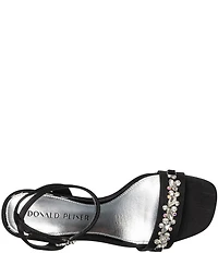 Donald Pliner Doyenne Crepe Elastic Ankle Strap Jewel Ornament Dress Sandals