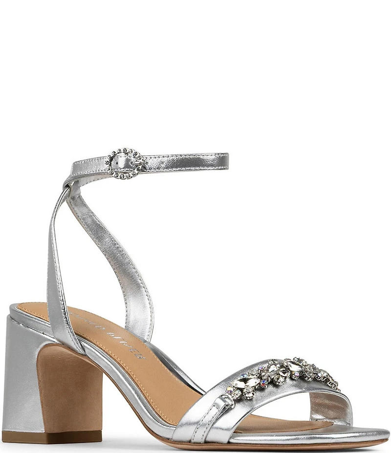 Donald Pliner Doyenne Metallic Leather Ankle Strap Jewel Ornament Dress Sandals