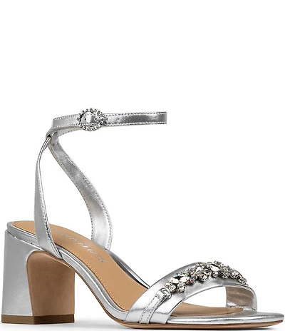 Donald Pliner Doyenne Metallic Leather Ankle Strap Jewel Ornament Dress Sandals