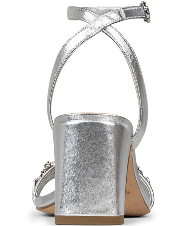 Donald Pliner Doyenne Metallic Leather Ankle Strap Jewel Ornament Dress Sandals