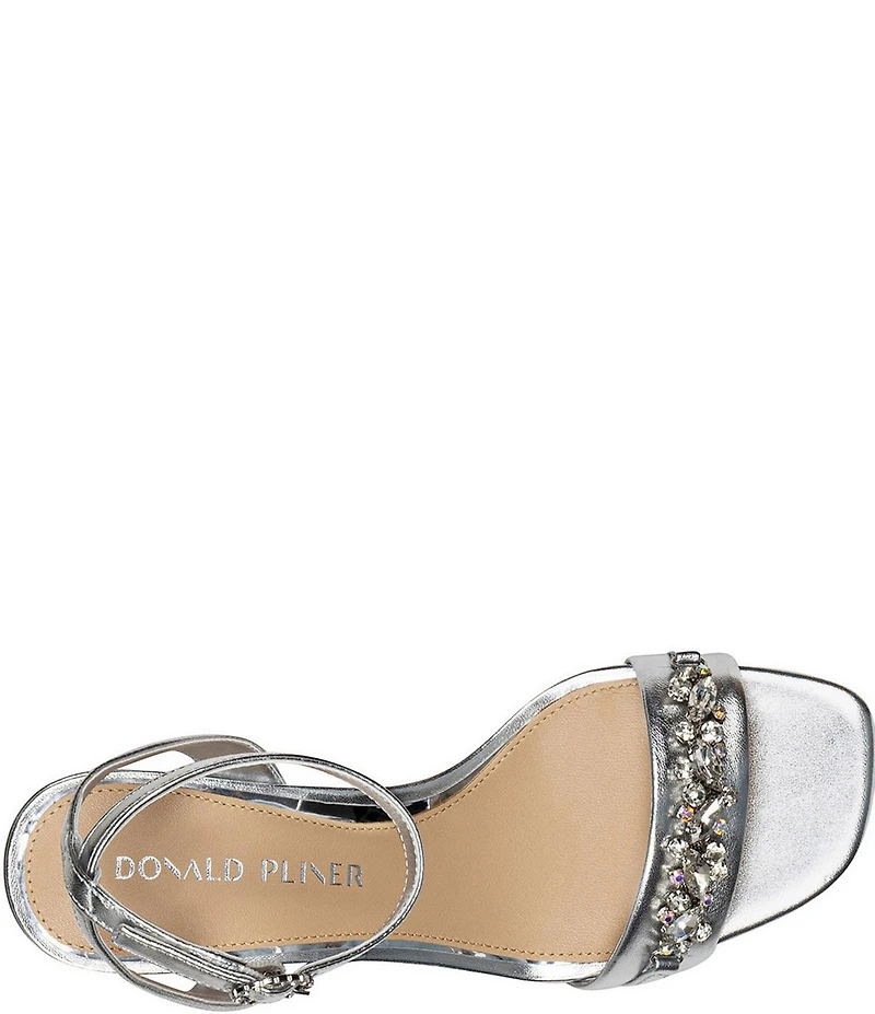 Donald Pliner Doyenne Metallic Leather Ankle Strap Jewel Ornament Dress Sandals