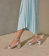 Donald Pliner Doyenne Metallic Leather Ankle Strap Jewel Ornament Dress Sandals