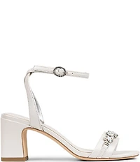 Donald Pliner Doyenne Pearlized Leather Ankle Strap Jewel Ornament Dress Sandals