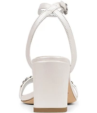 Donald Pliner Doyenne Pearlized Leather Ankle Strap Jewel Ornament Dress Sandals