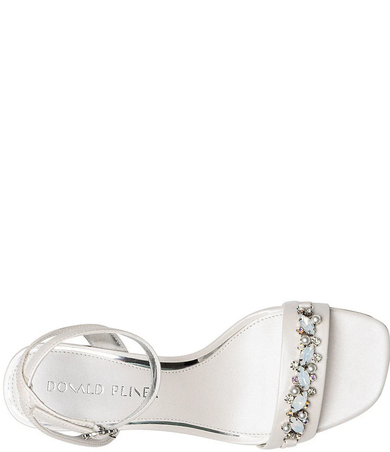 Donald Pliner Doyenne Pearlized Leather Ankle Strap Jewel Ornament Dress Sandals