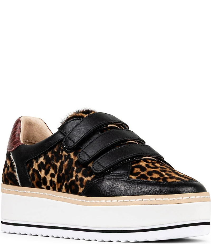 Donald Pliner Dreamboat Leopard Print Haircalf Platform Sneakers
