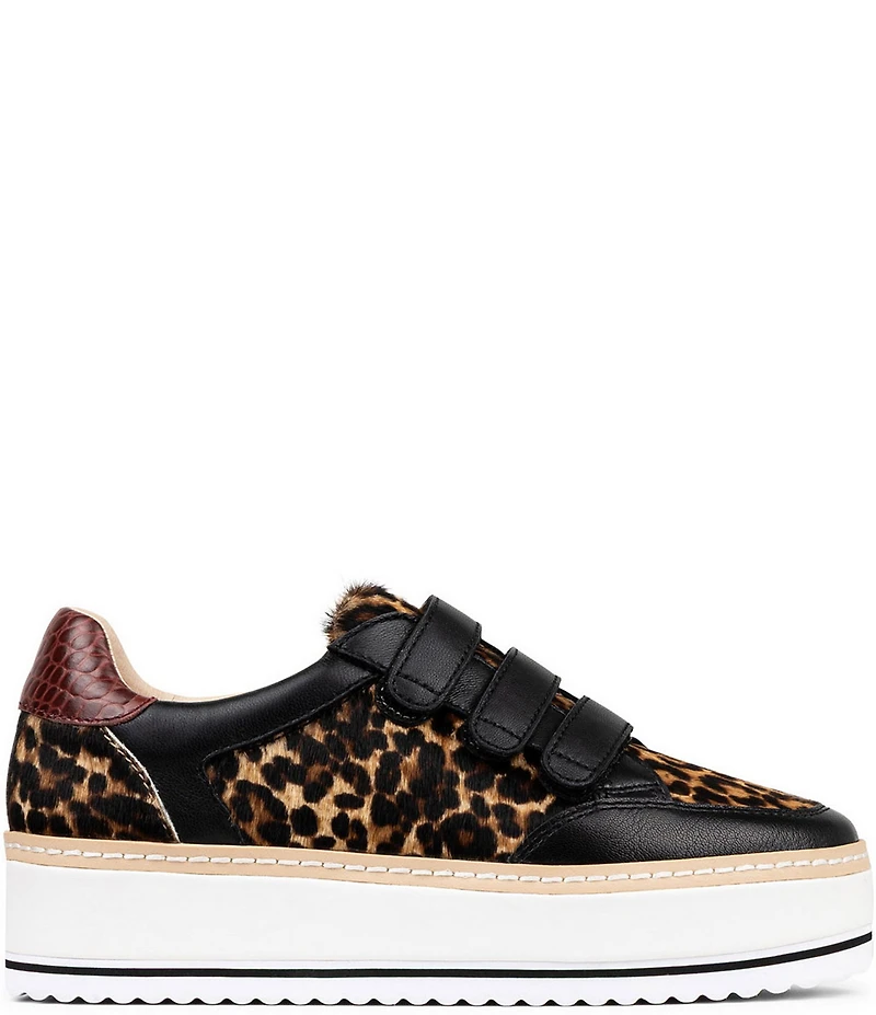 Donald Pliner Dreamboat Leopard Print Haircalf Platform Sneakers