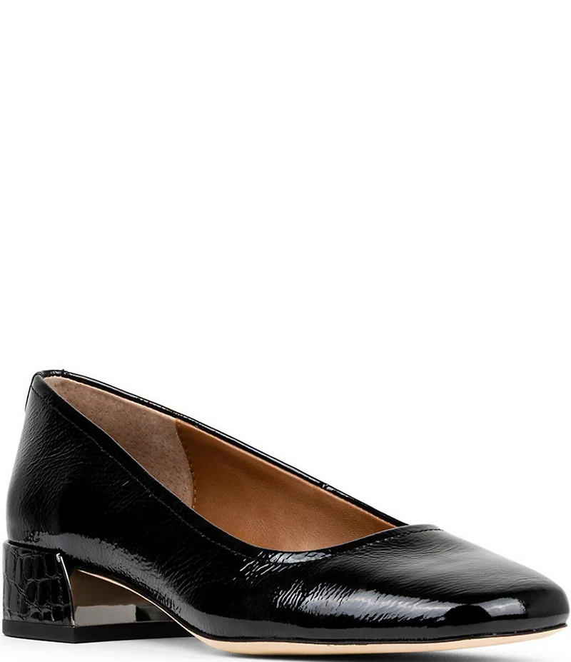 Donald Pliner Dreww Crinkle Patent Leather Croco Block Heel Pumps