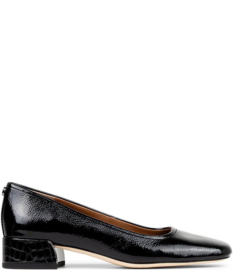 Donald Pliner Dreww Crinkle Patent Leather Croco Block Heel Pumps