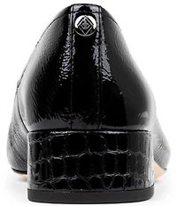 Donald Pliner Dreww Crinkle Patent Leather Croco Block Heel Pumps