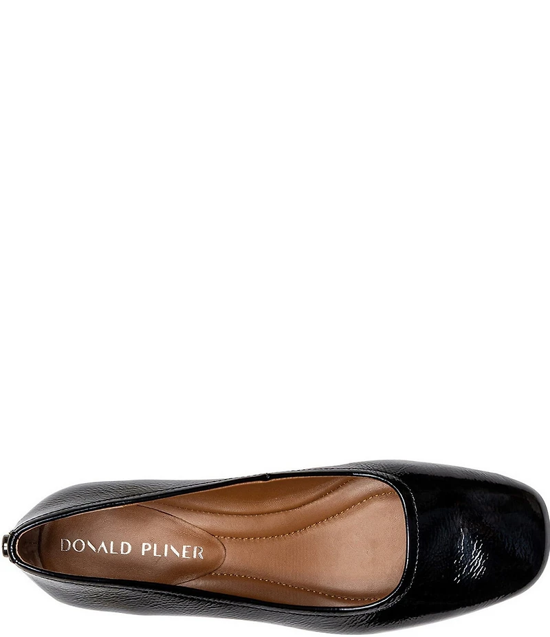 Donald Pliner Dreww Crinkle Patent Leather Croco Block Heel Pumps