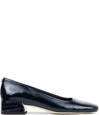Donald Pliner Dreww Crinkle Patent Leather Croco Block Heel Pumps