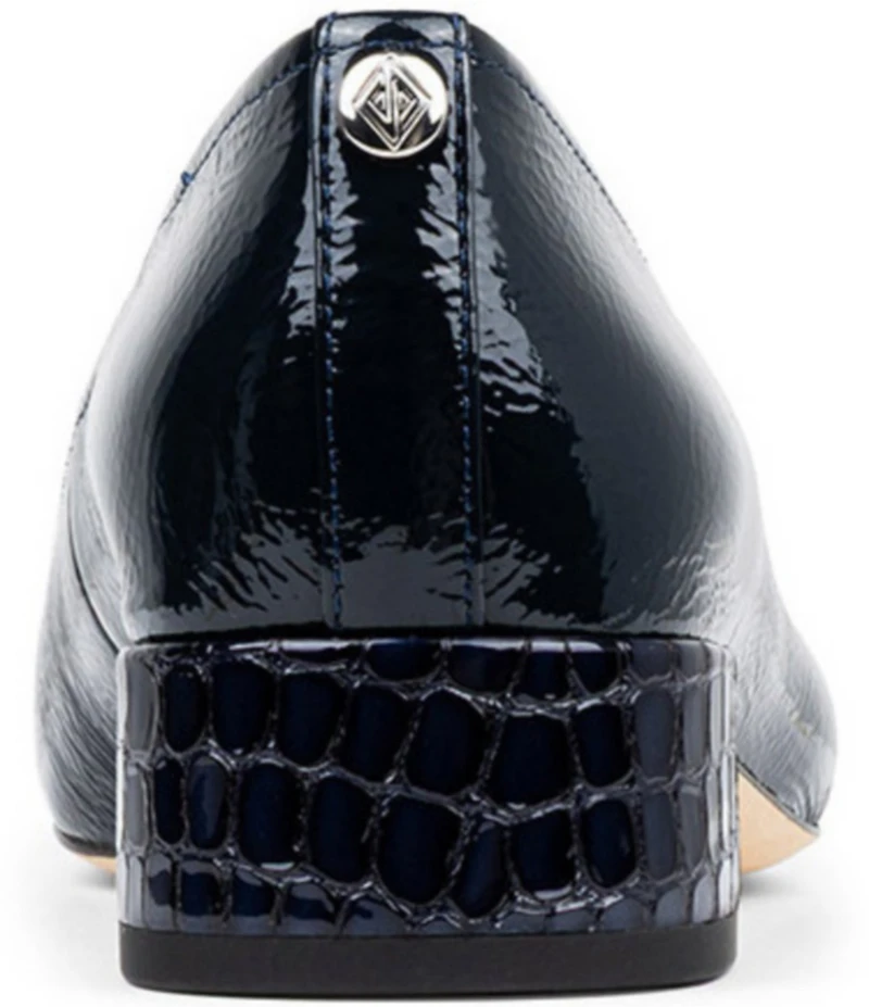 Donald Pliner Dreww Crinkle Patent Leather Croco Block Heel Pumps