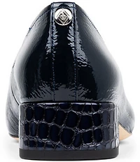 Donald Pliner Dreww Crinkle Patent Leather Croco Block Heel Pumps