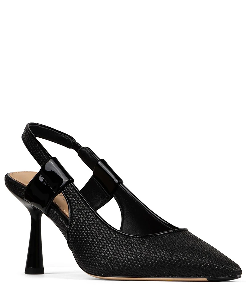 Donald Pliner Elliemay Raffia Patent Leather Slingback Pumps