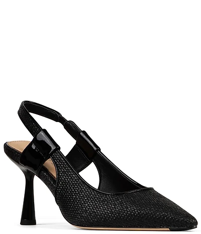Donald Pliner Elliemay Raffia Patent Leather Slingback Pumps