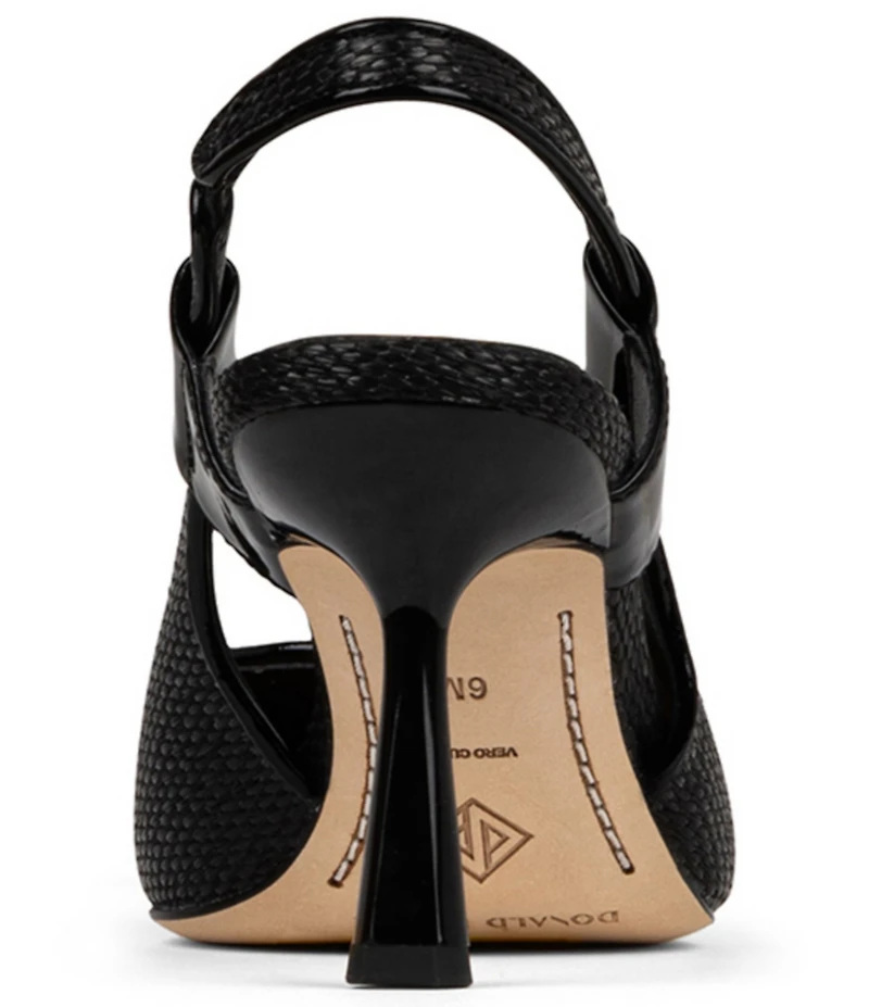 Donald Pliner Elliemay Raffia Patent Leather Slingback Pumps