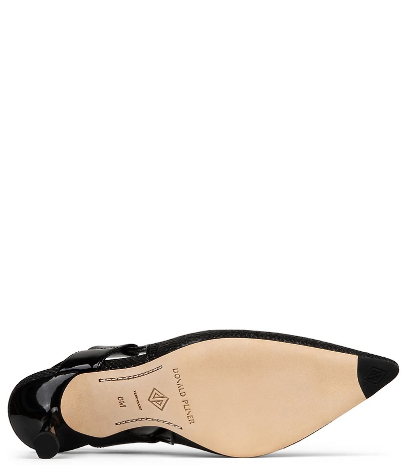 Donald Pliner Elliemay Raffia Patent Leather Slingback Pumps