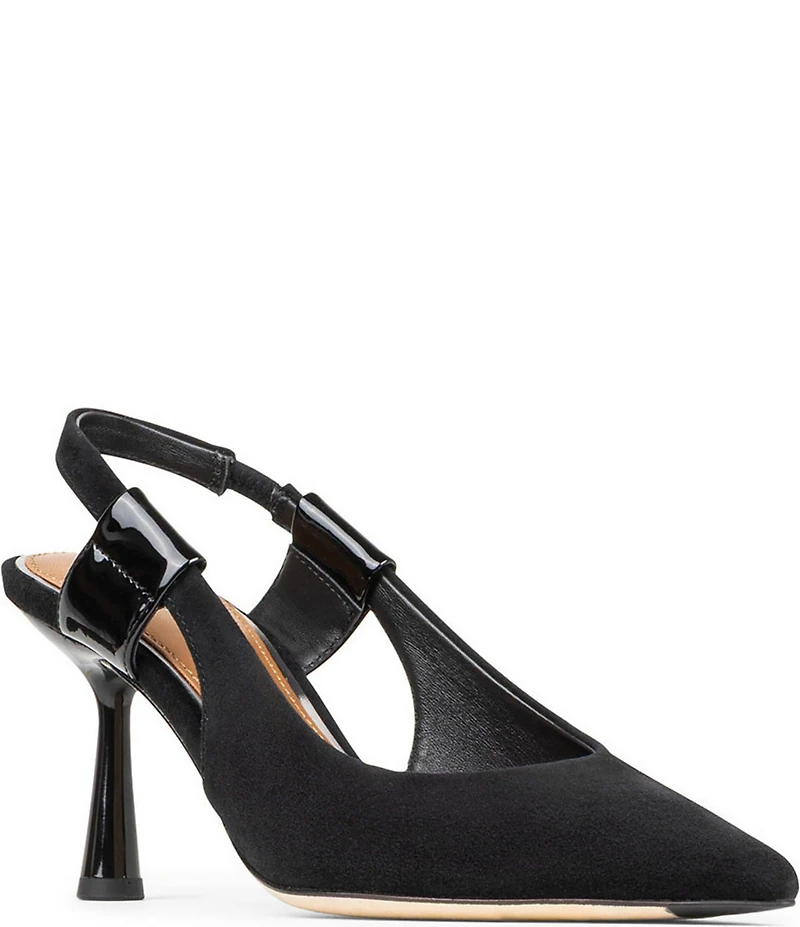 Donald Pliner Elliemay Suede and Patent Slingback Pumps