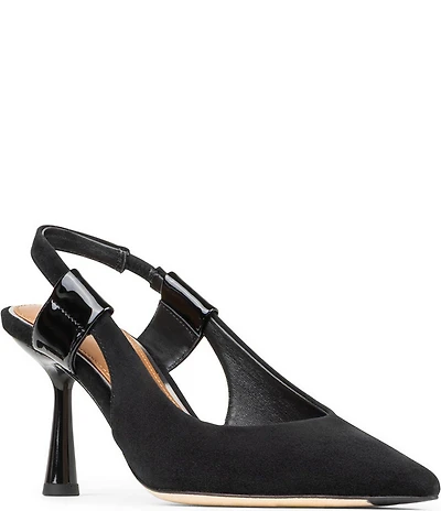 Donald Pliner Elliemay Suede and Patent Slingback Pumps