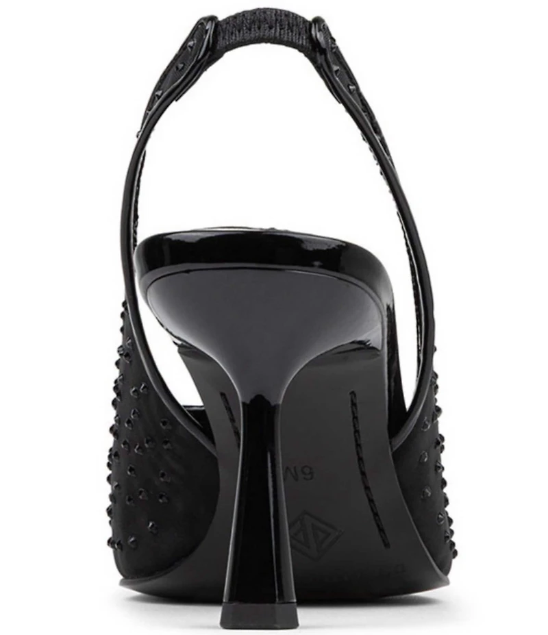 Donald Pliner Eloise Crystal Embellished Mesh Patent Trim Slingback Dress Pumps