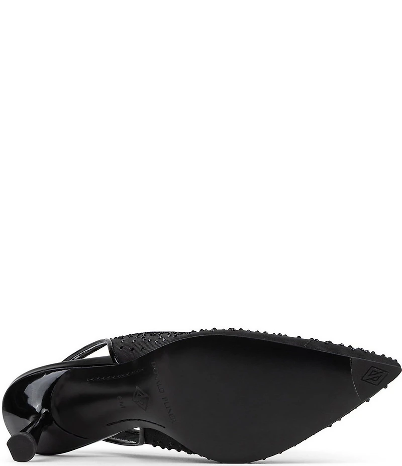 Donald Pliner Eloise Crystal Embellished Mesh Patent Trim Slingback Dress Pumps
