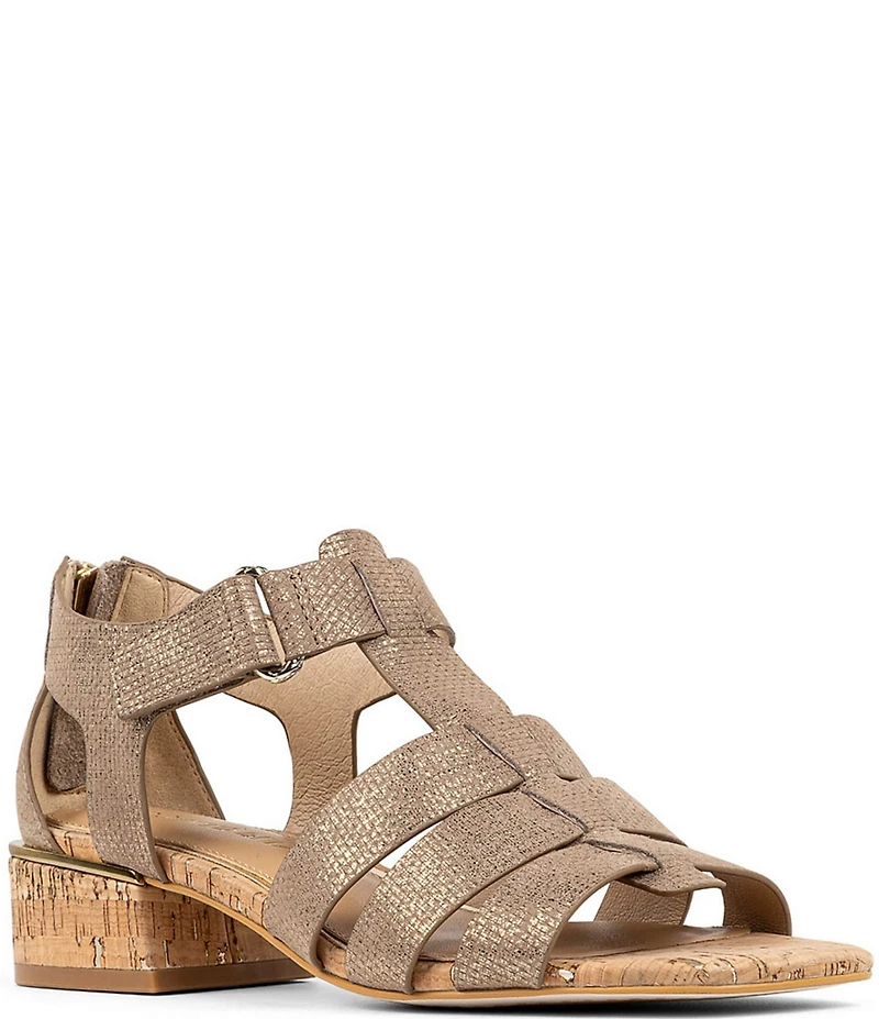 Donald Pliner Faleisha Metallic Fisherman Block Heel Sandals