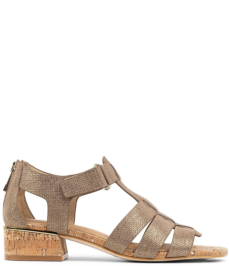 Donald Pliner Faleisha Metallic Fisherman Block Heel Sandals