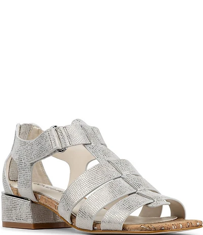 Donald Pliner Faleisha Metallic Fisherman Block Heel Sandals