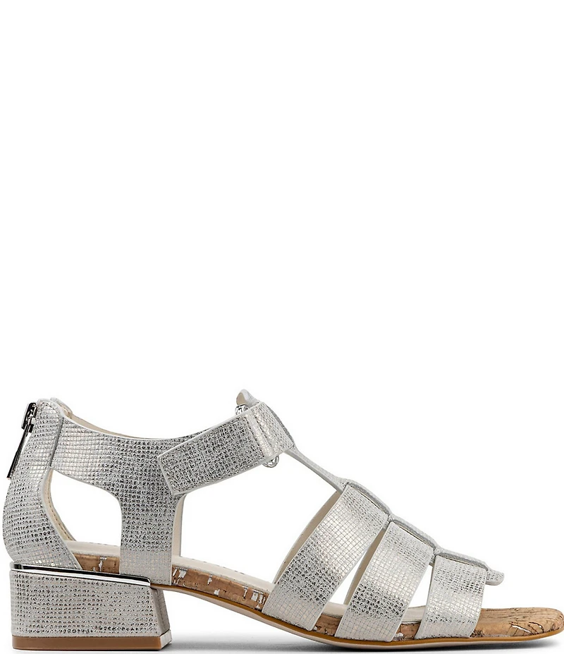 Donald Pliner Faleisha Metallic Fisherman Block Heel Sandals