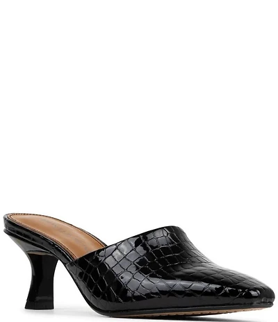 Donald Pliner Fannie Croco Print Leather Dress Mules