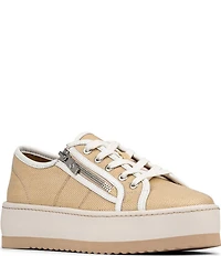 Donald Pliner Fatimah Raffia Zipper Lace Up Platform Sneakers