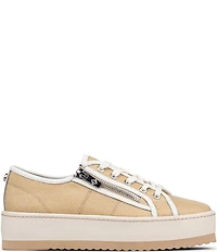 Donald Pliner Fatimah Raffia Zipper Lace Up Platform Sneakers