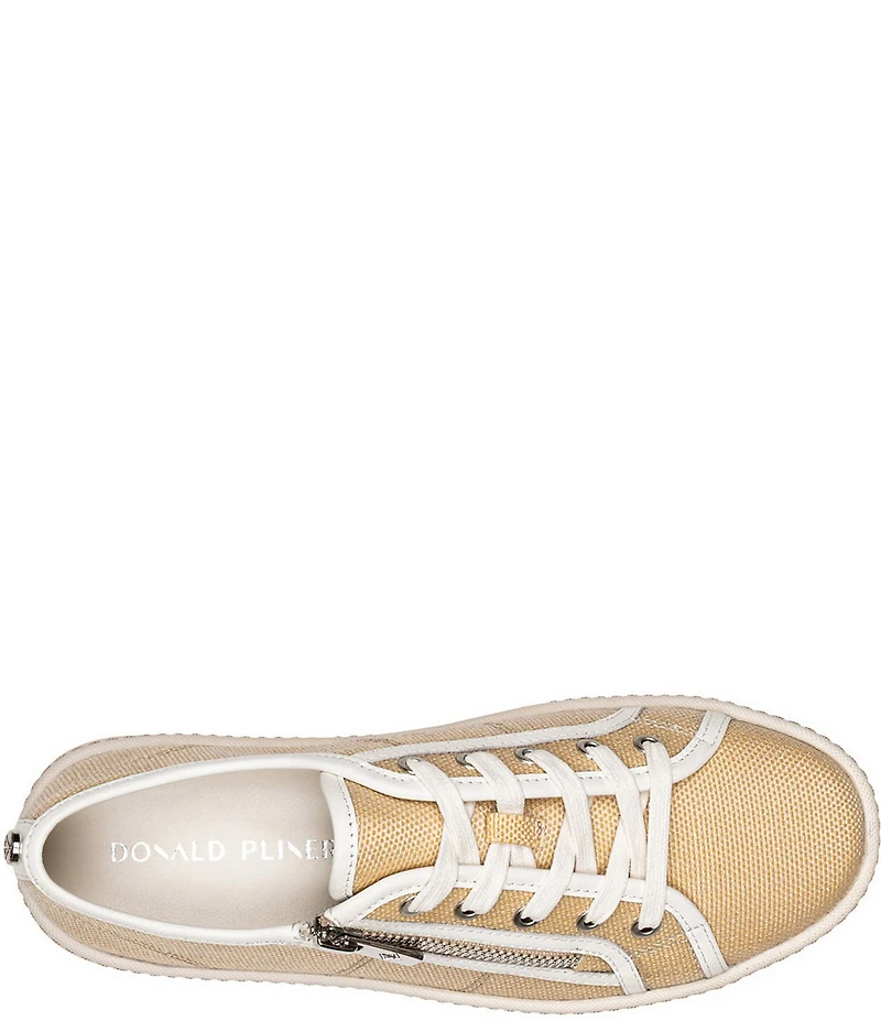 Donald Pliner Fatimah Raffia Zipper Lace Up Platform Sneakers