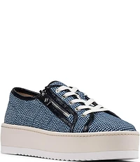 Donald Pliner Fatimah Textured Zipper Lace Up Platform Sneakers