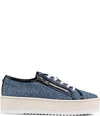 Donald Pliner Fatimah Textured Zipper Lace Up Platform Sneakers