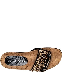 Donald Pliner Fifi Beaded Sequined Leather Cork Wedge Thong Sandals