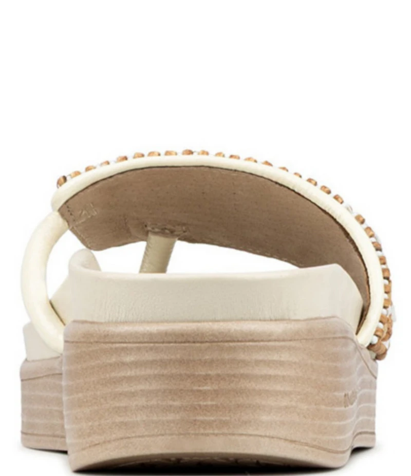 Donald Pliner Fifi Beaded Sequined Leather Wedge Thong Sandals