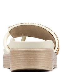 Donald Pliner Fifi Beaded Sequined Leather Wedge Thong Sandals