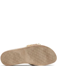 Donald Pliner Fifi Beaded Sequined Leather Wedge Thong Sandals