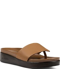 Donald Pliner Fifi Leather Platform Wedge Thong Sandals